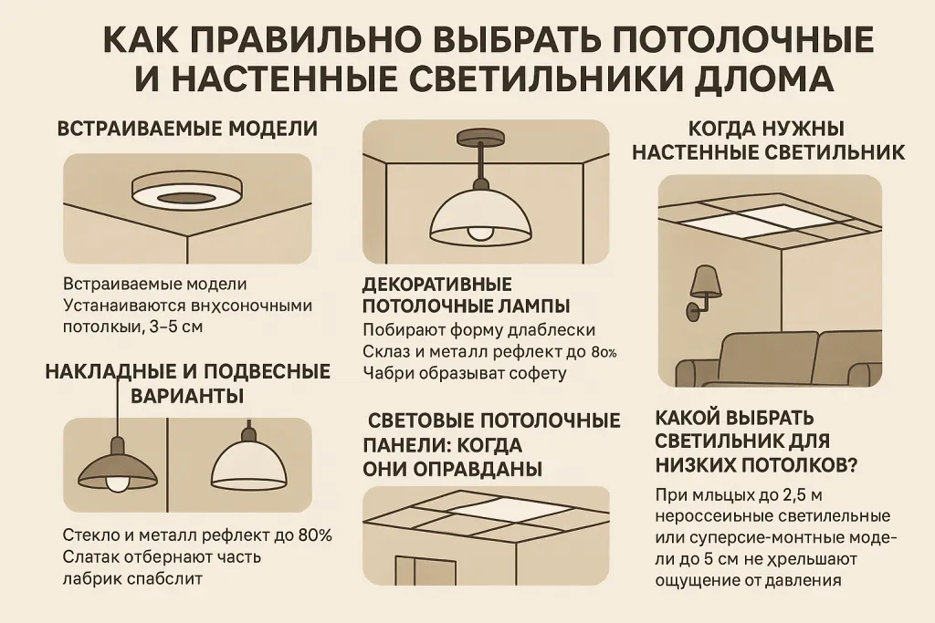 Как правильно подобрать потолочное и настенное освещение для дома: встраиваемые светильники, люстры и декоративные панели
